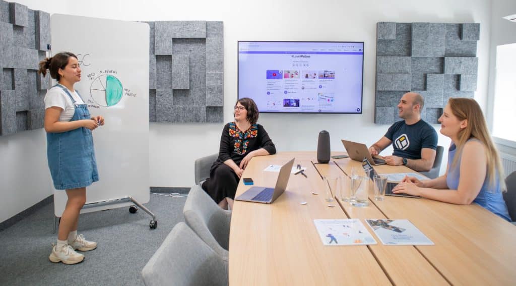Business marketing team planning digital content