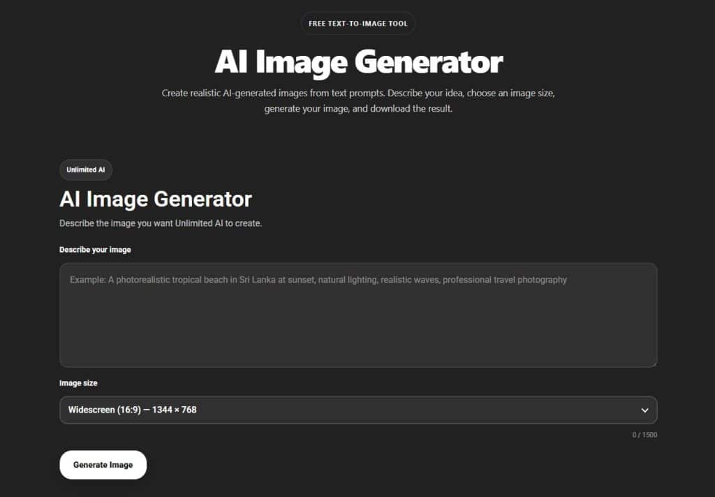 How to use Unlimited AI Image Generator to create images from text