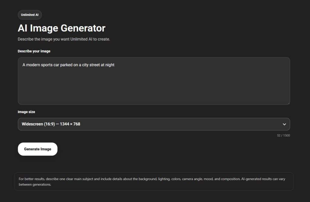 Open the Unlimited AI Image Generator