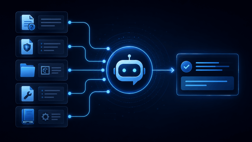 Business AI chatbot connected to an organized company knowledge base