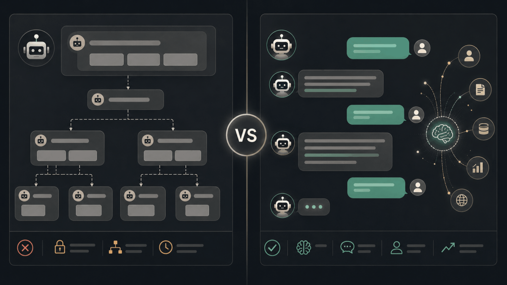 Traditional chatbot compared with modern conversational AI