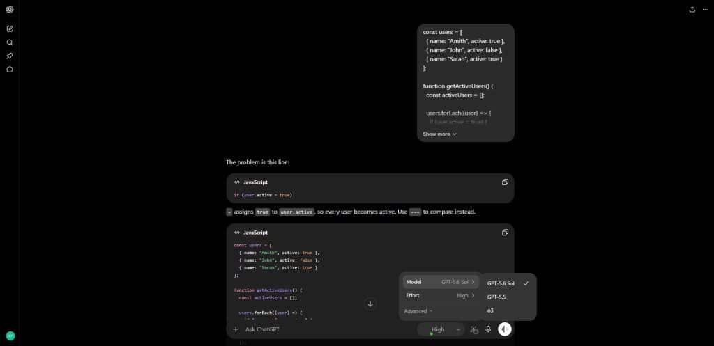 GPT-5.6 Sol coding test using an AI coding assistant