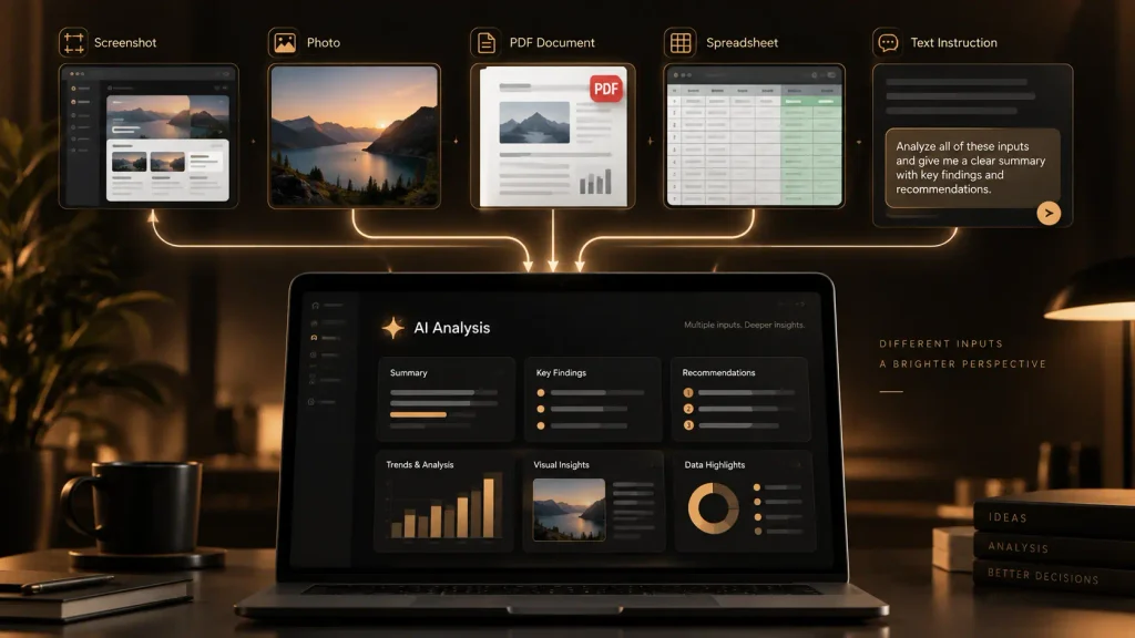 Multimodal AI prompt using images, screenshots, PDFs and spreadsheets