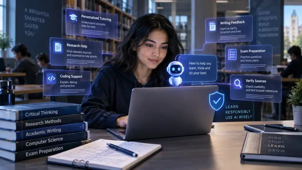 AI for students helping with learning, research and safe study