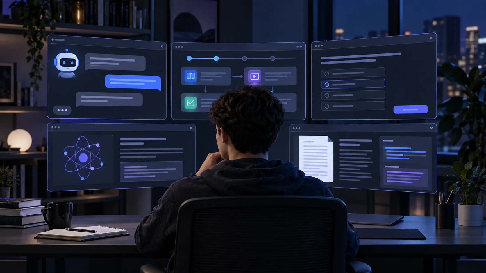 Student comparing different AI learning tools and guided study modes