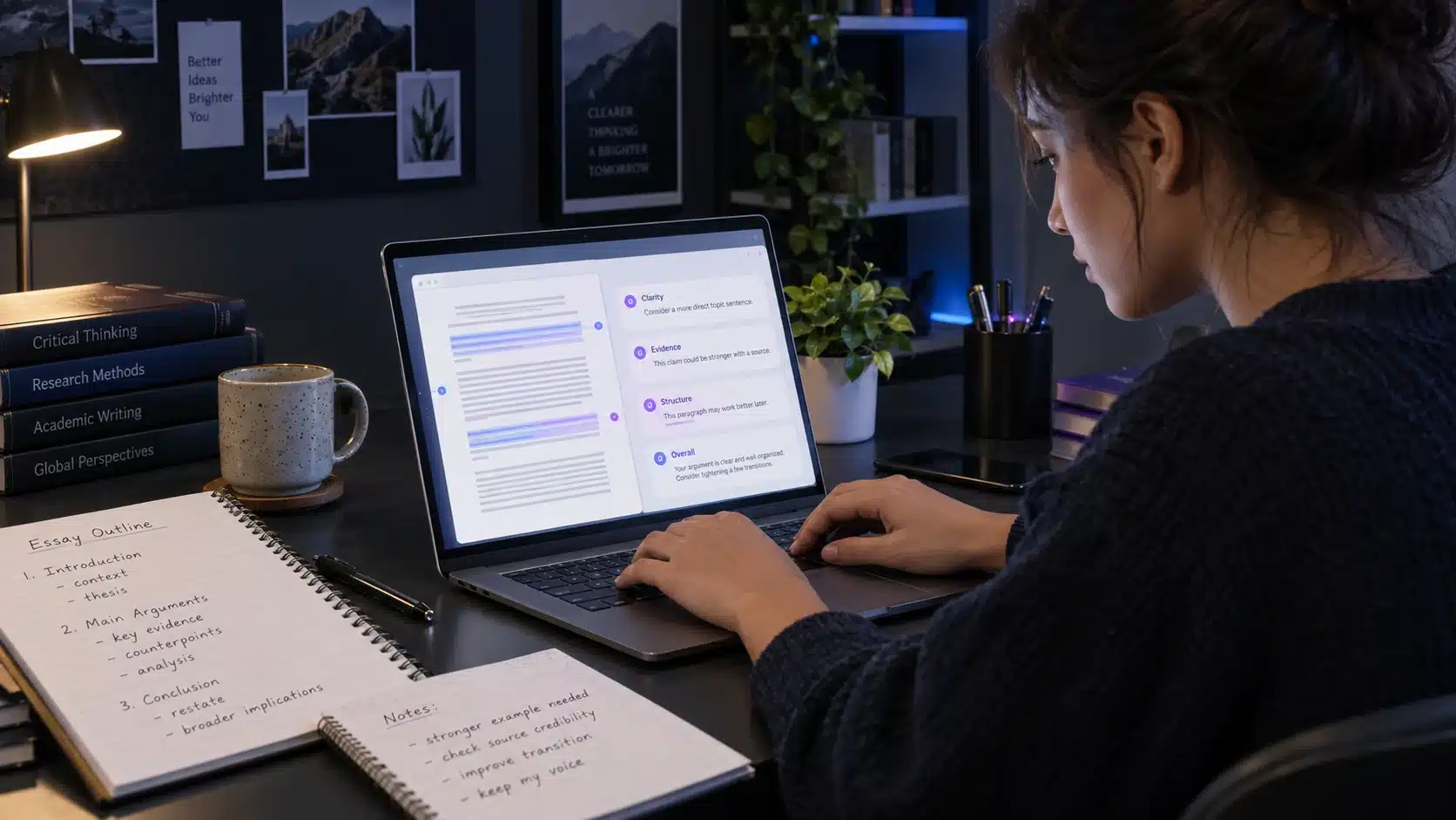Student receiving AI feedback while keeping ownership of an essay