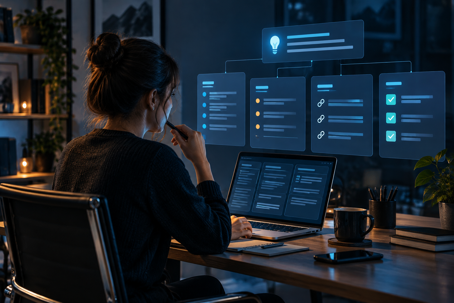 Content strategist organizing an answer-first article outline for AI search