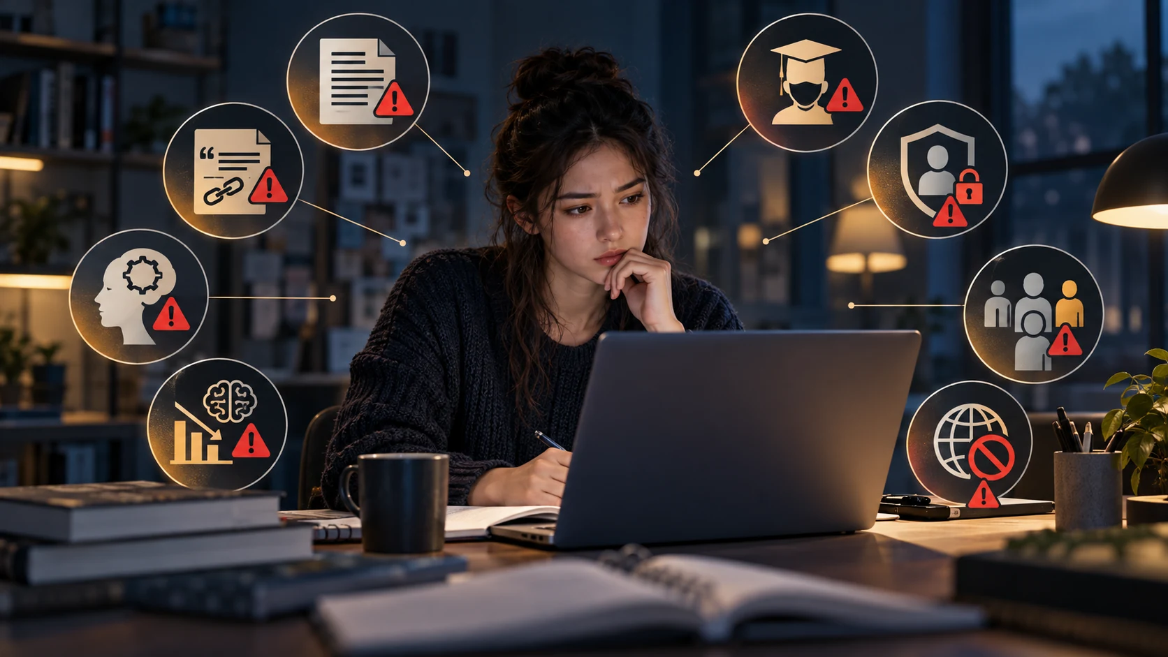 Risks of student AI use including incorrect information and over-reliance