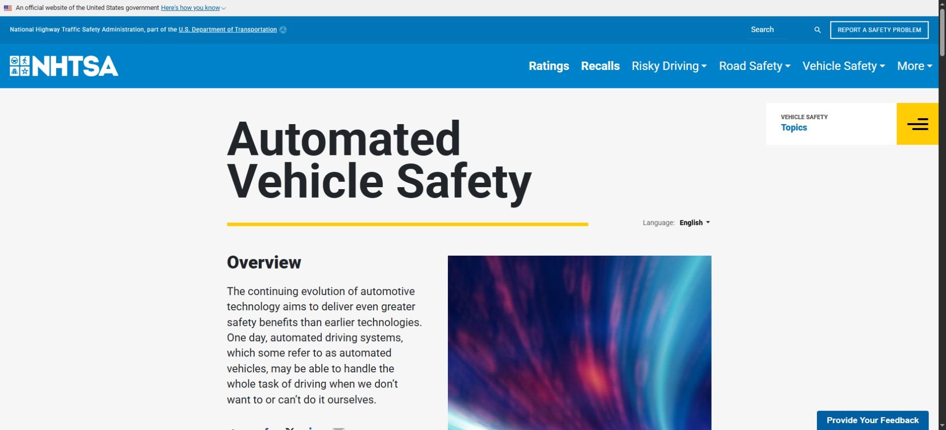 NHTSA automated vehicle safety guide explaining the evolution of driving technology