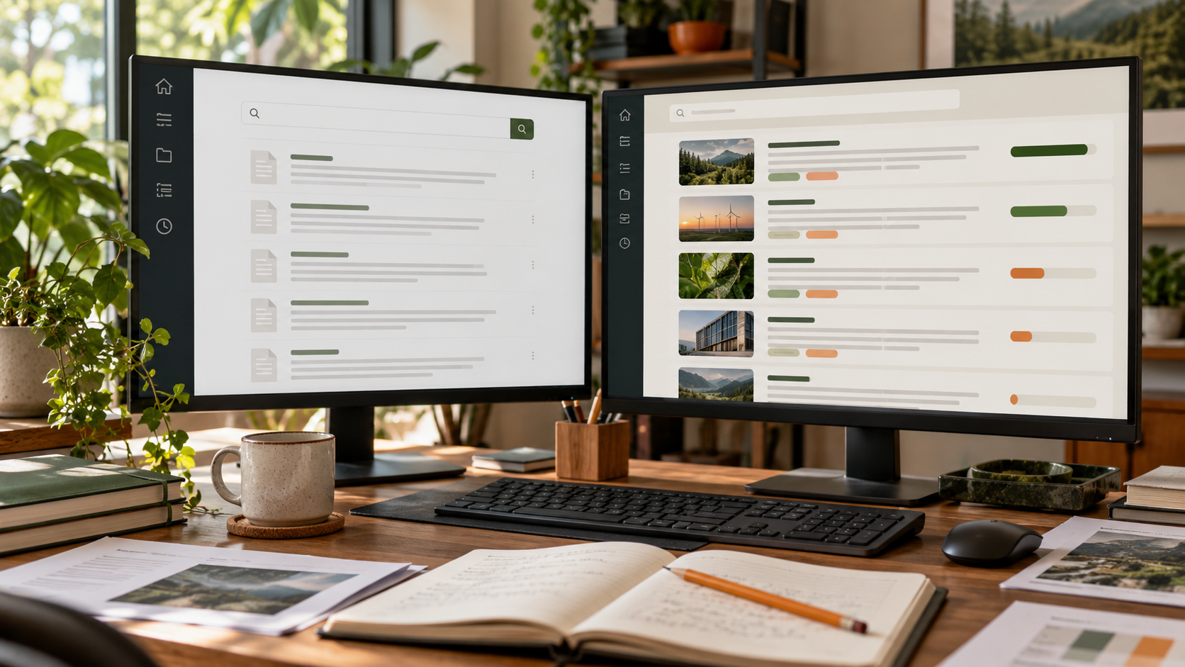 Two search result screens comparing exact keyword retrieval and semantic document matches