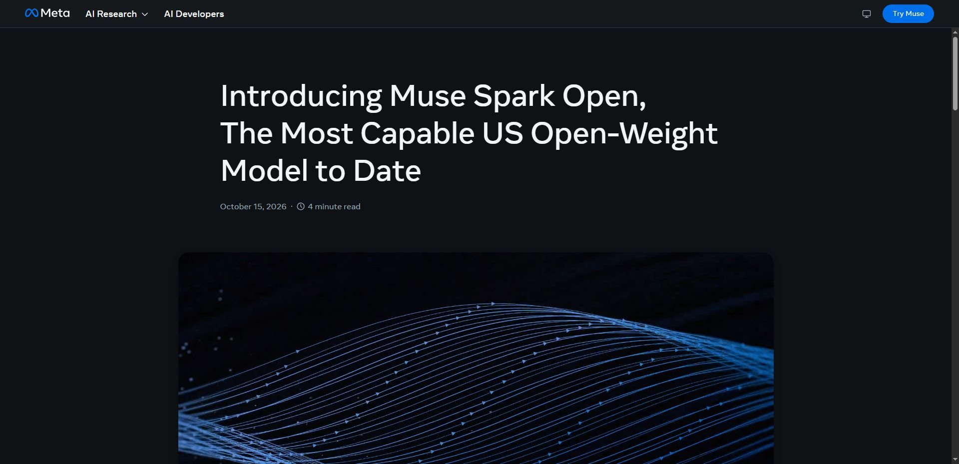 Meta’s October 15, 2026 announcement introducing Muse Spark Open