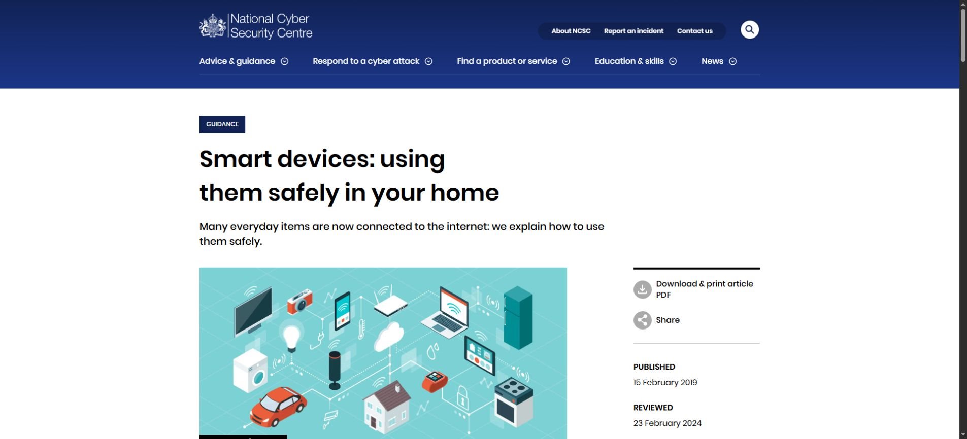 National Cyber Security Centre guidance on using smart devices safely at home