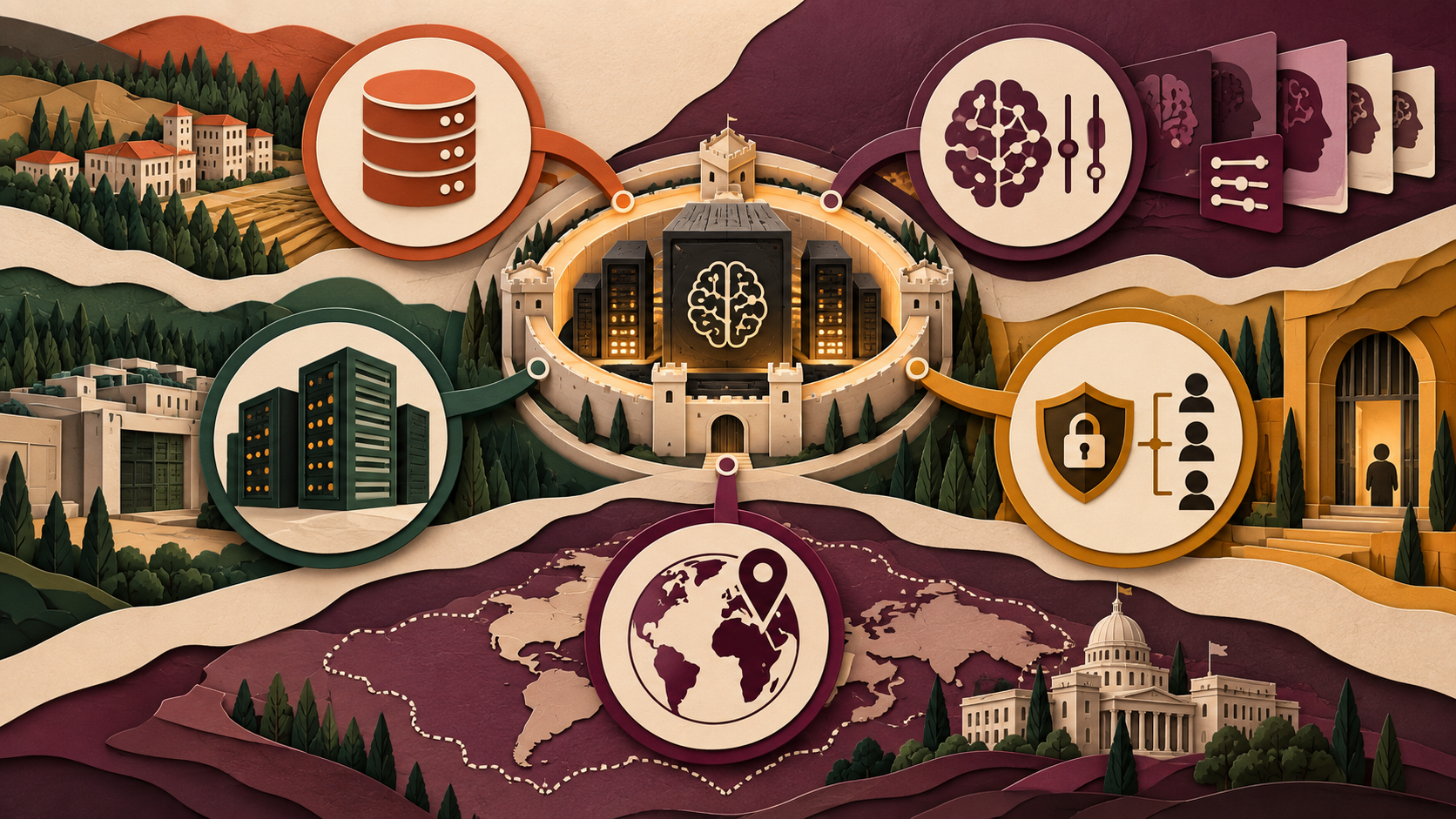 Sovereign AI control layers covering data, models, infrastructure, security and legal jurisdiction